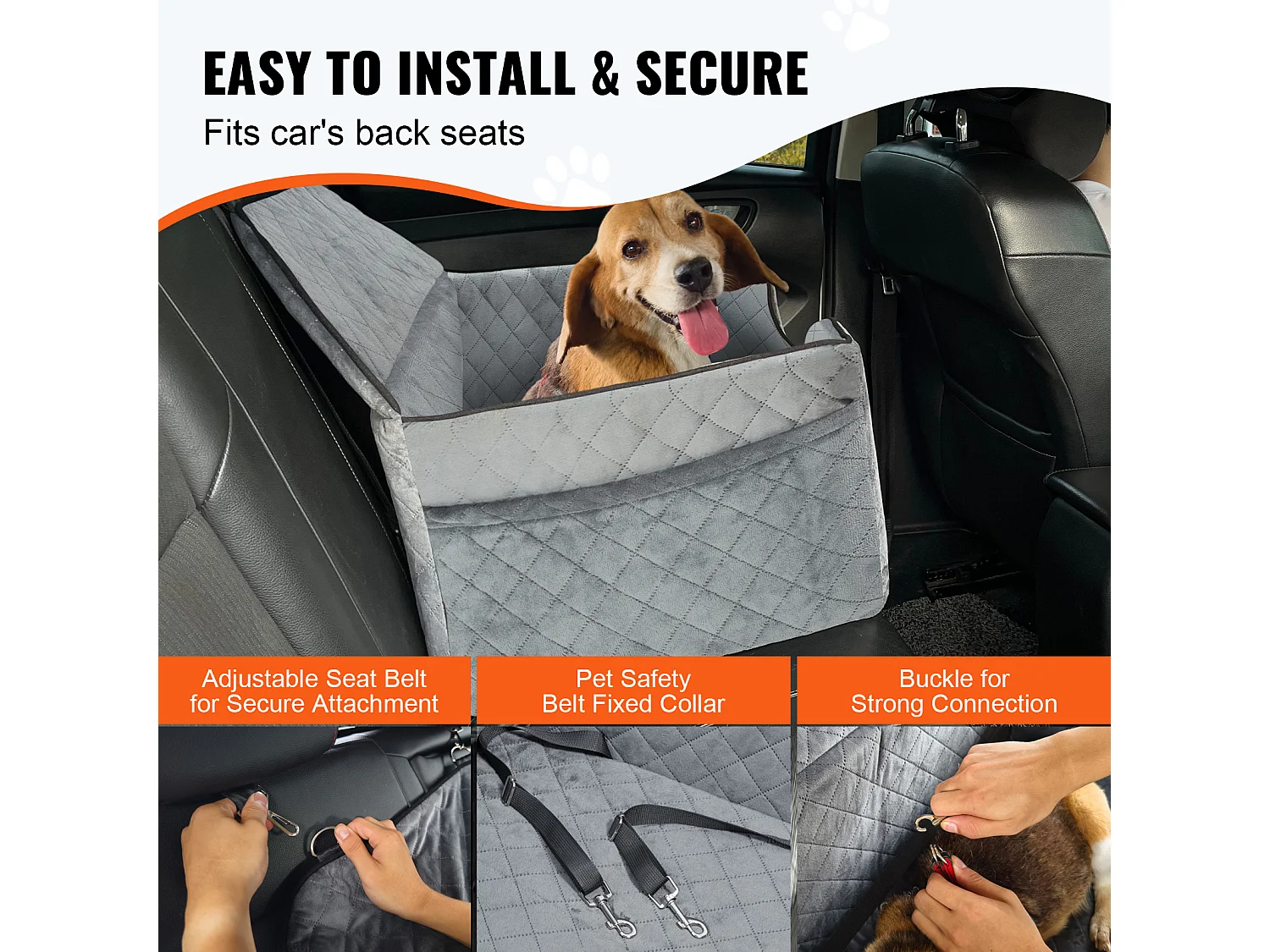 Autositz für Hunde SucceBuy, Größe Mittel/Groß (bis 25 kg), Farbe Grau