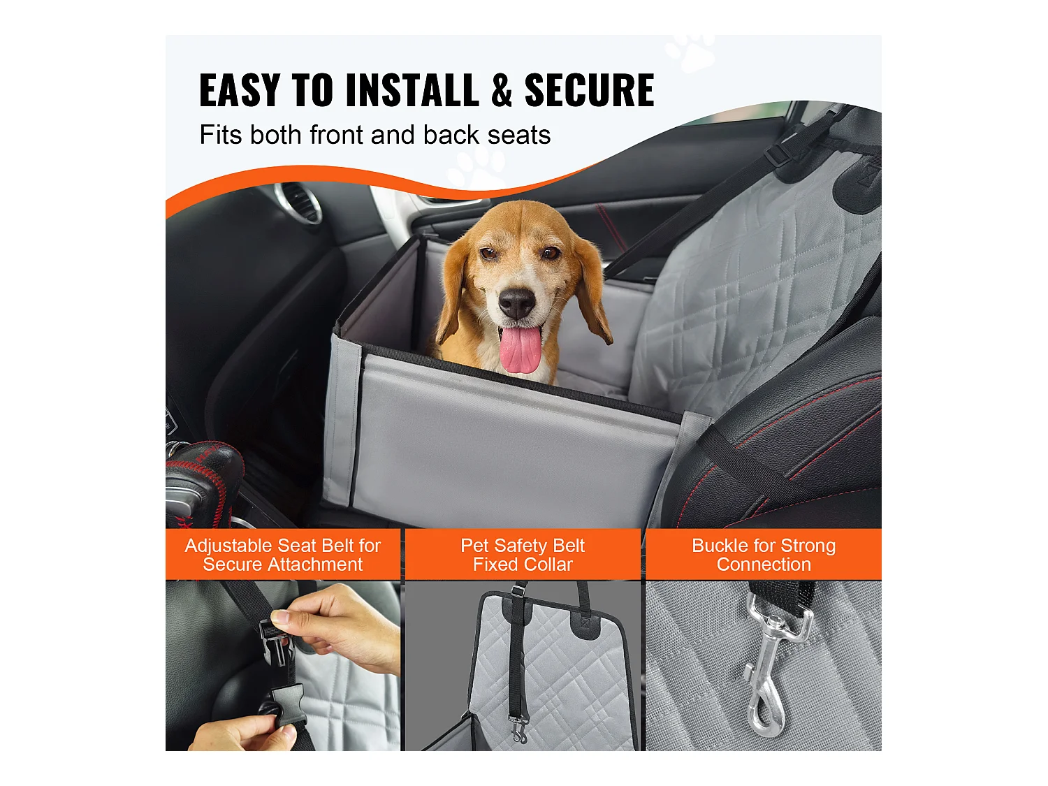 Siège Auto Rehausseur pour Chien SucceBuy, pour Chien Petit (Jusqu'à 11 kg), Couleur Grise