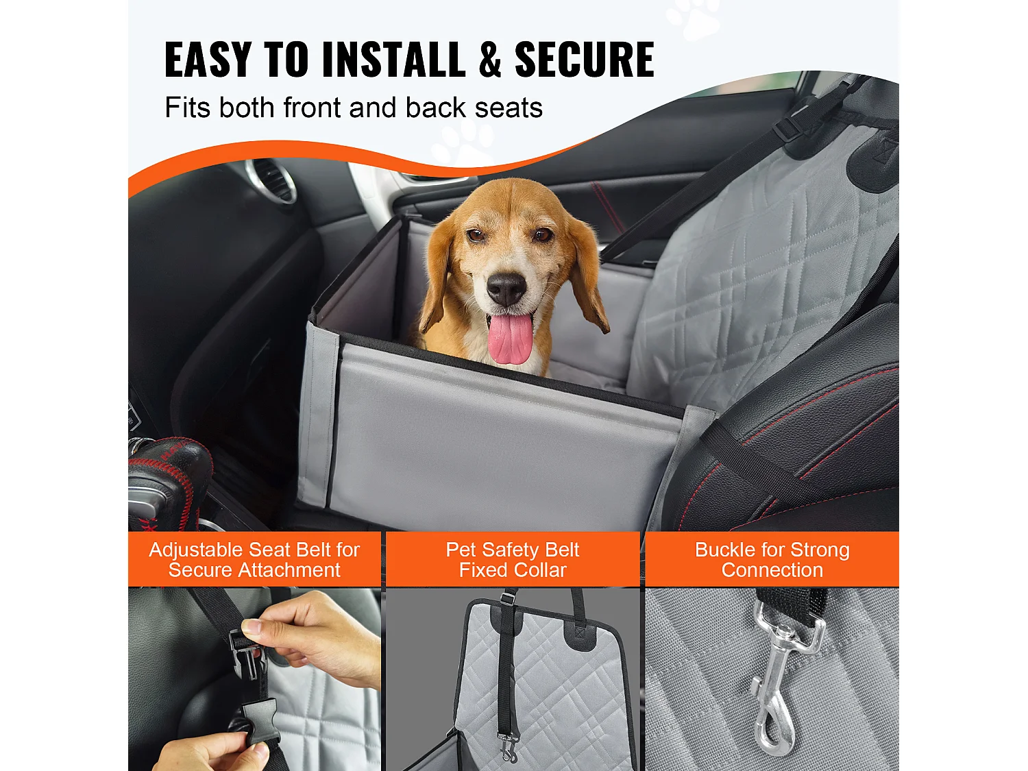 Siège Auto Rehausseur pour Chien SucceBuy, pour Chien Petit (Jusqu'à 11 kg), Couleur Grise