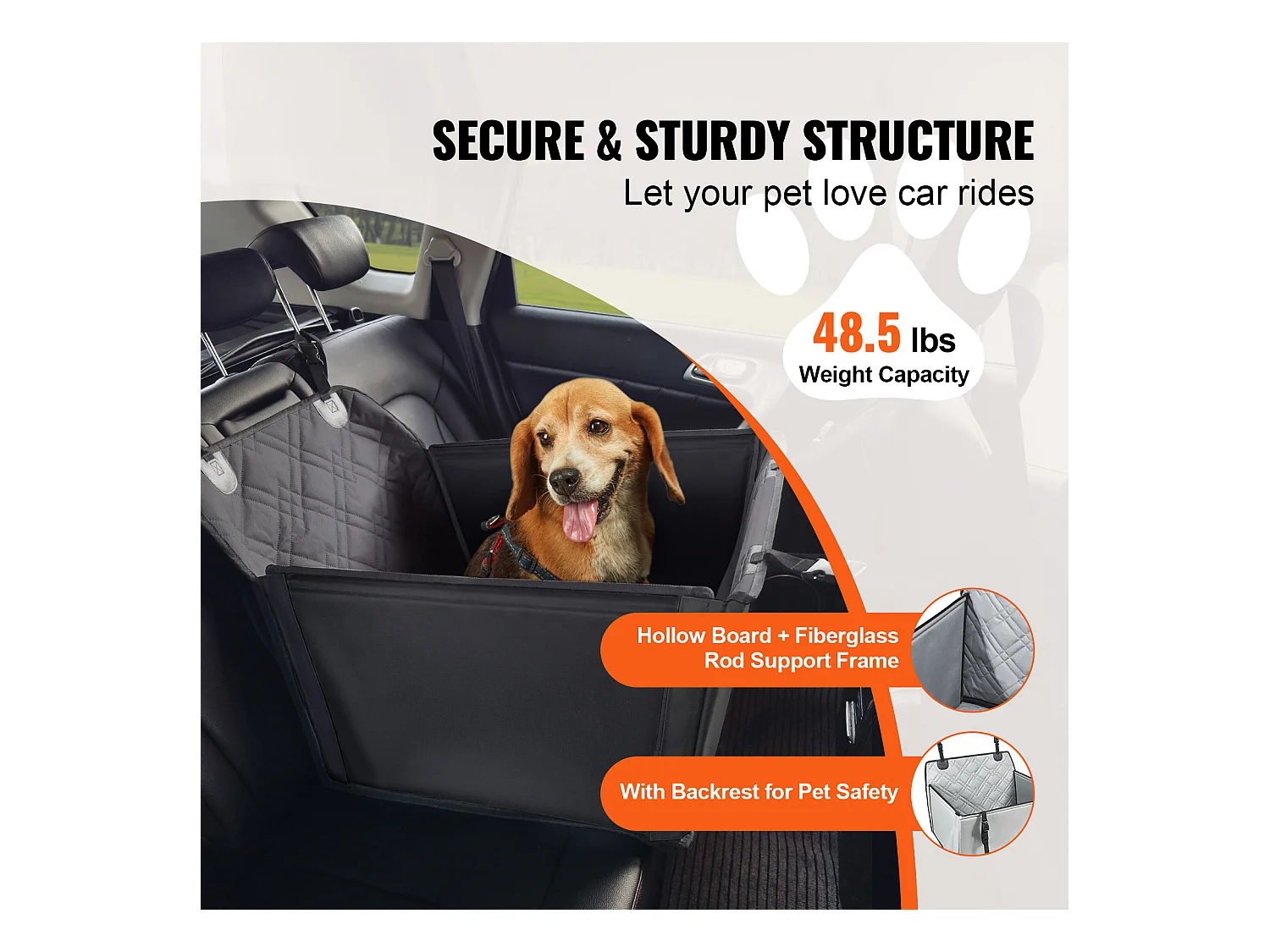 Siège Auto Rehausseur pour Chien SucceBuy, Taille S/M/L (Jusqu'à 22 kg), Couleur Noire