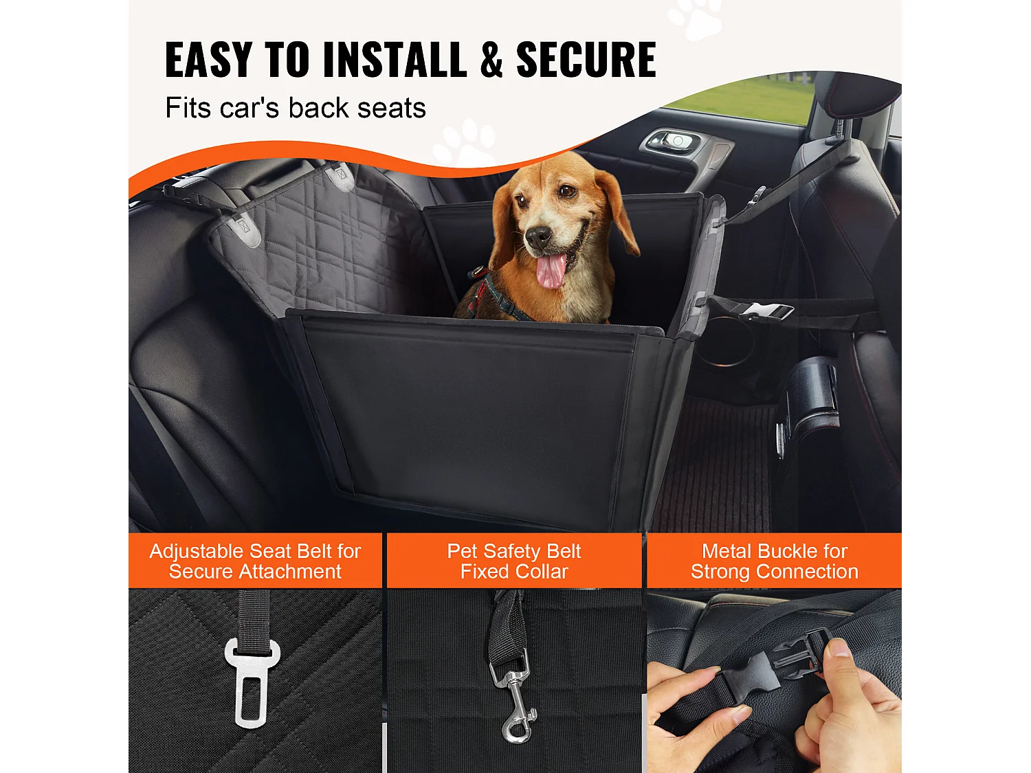 Siège Auto Rehausseur pour Chien SucceBuy, Taille S/M/L (Jusqu'à 22 kg), Couleur Noire