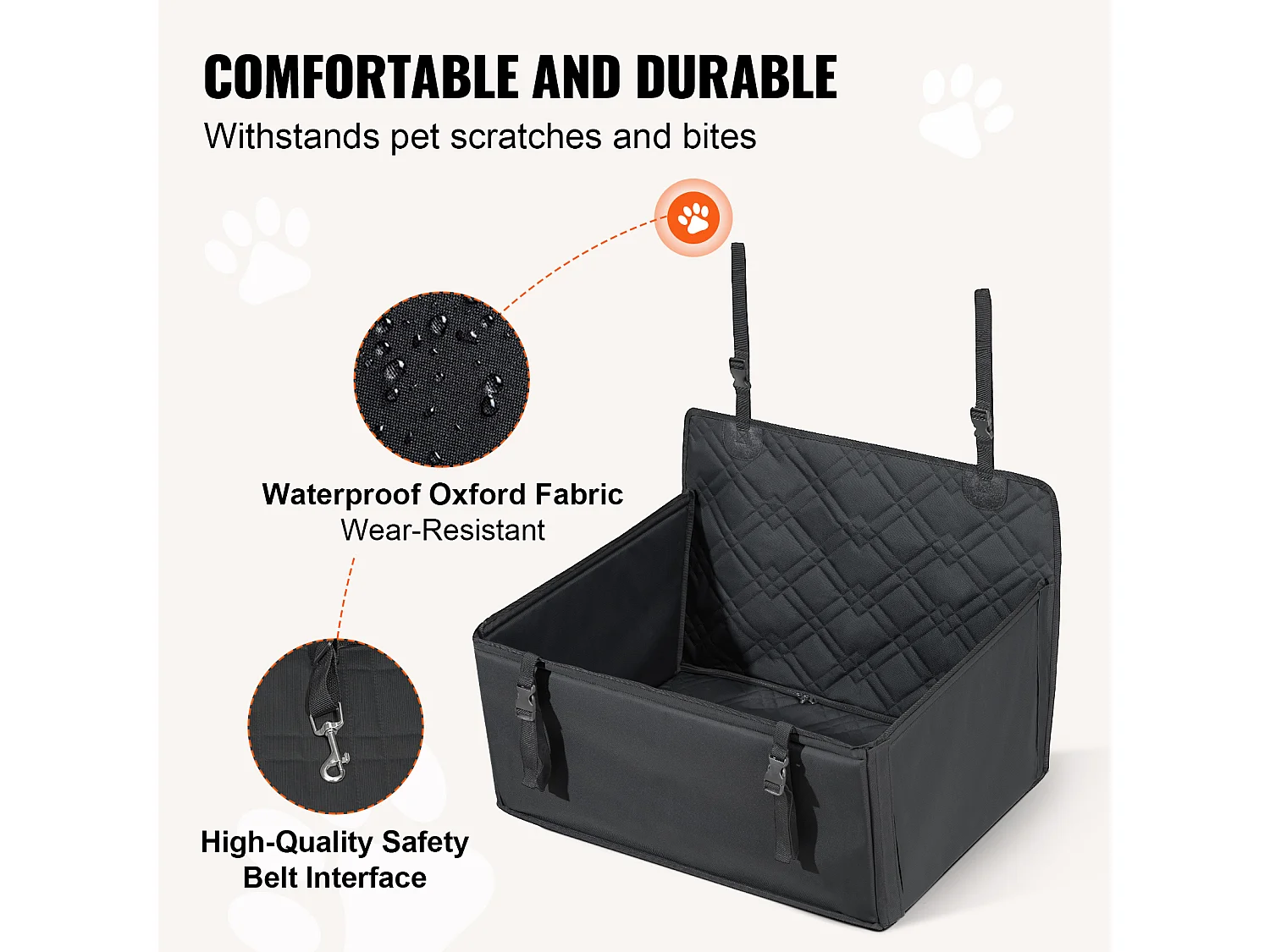 Siège Auto Rehausseur pour Chien SucceBuy, Taille S/M/L (Jusqu'à 22 kg), Couleur Noire