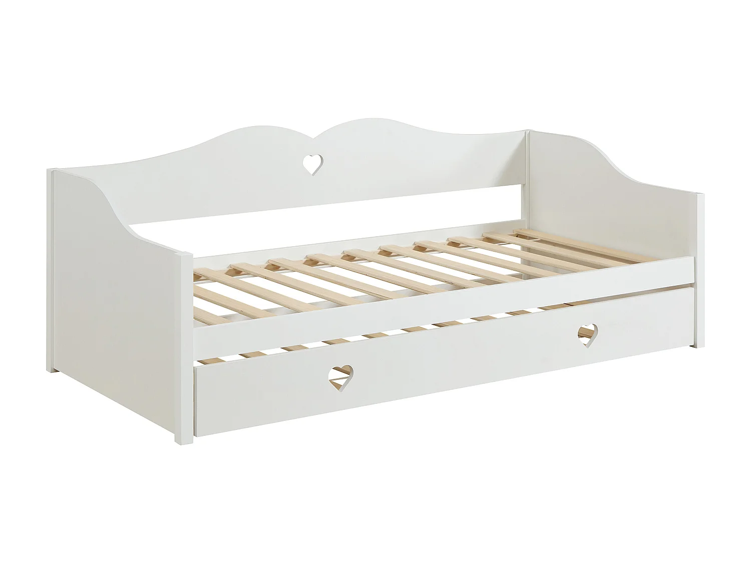 Lit banquette gigogne 2 x 90 x 190 cm - Pin et MDF - Blanc - DASTIVA