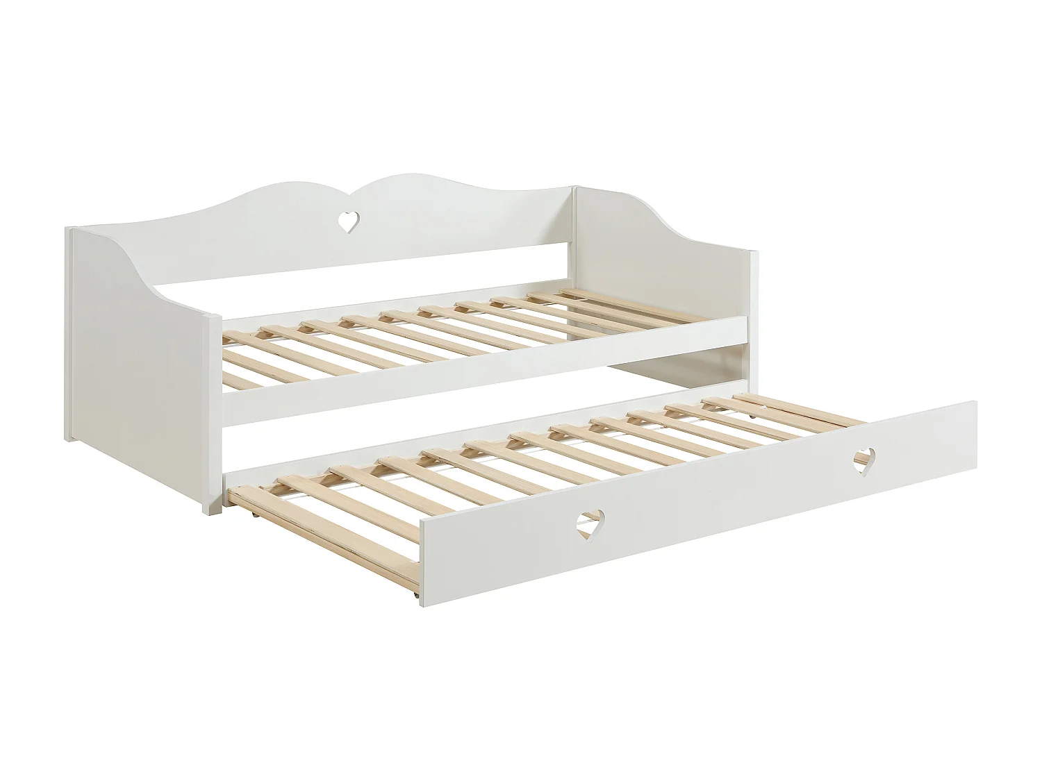 Lit banquette gigogne 2 x 90 x 190 cm - Pin et MDF - Blanc - DASTIVA