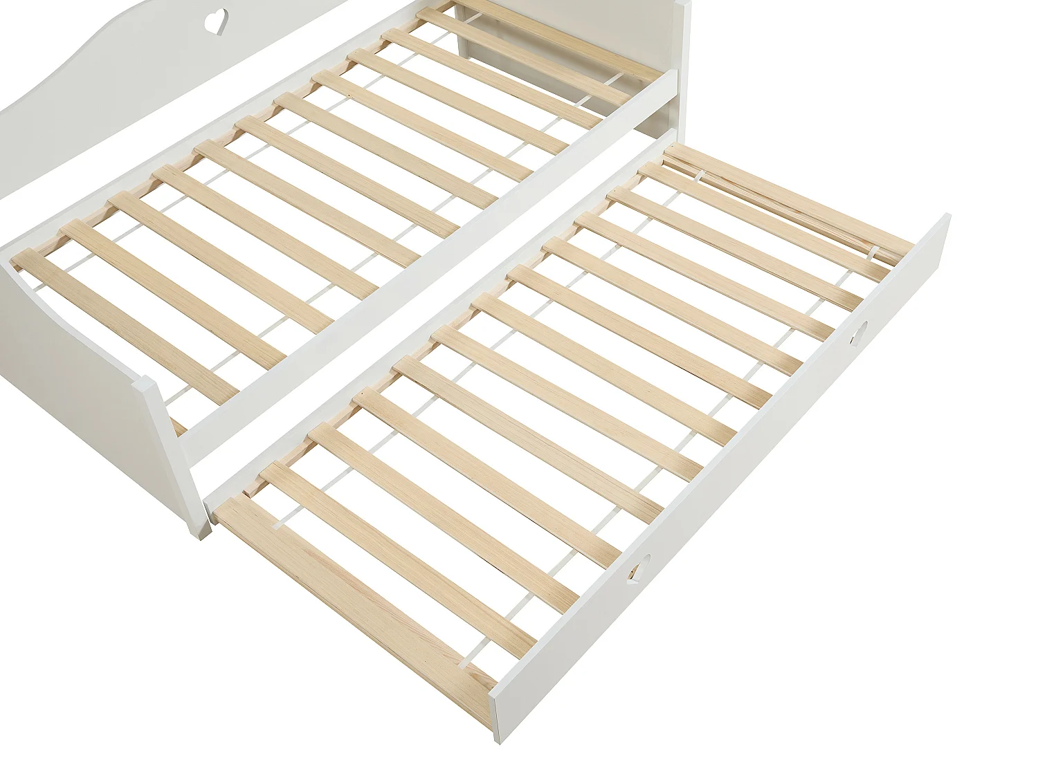 Lit banquette gigogne 2 x 90 x 190 cm - Pin et MDF - Blanc - DASTIVA