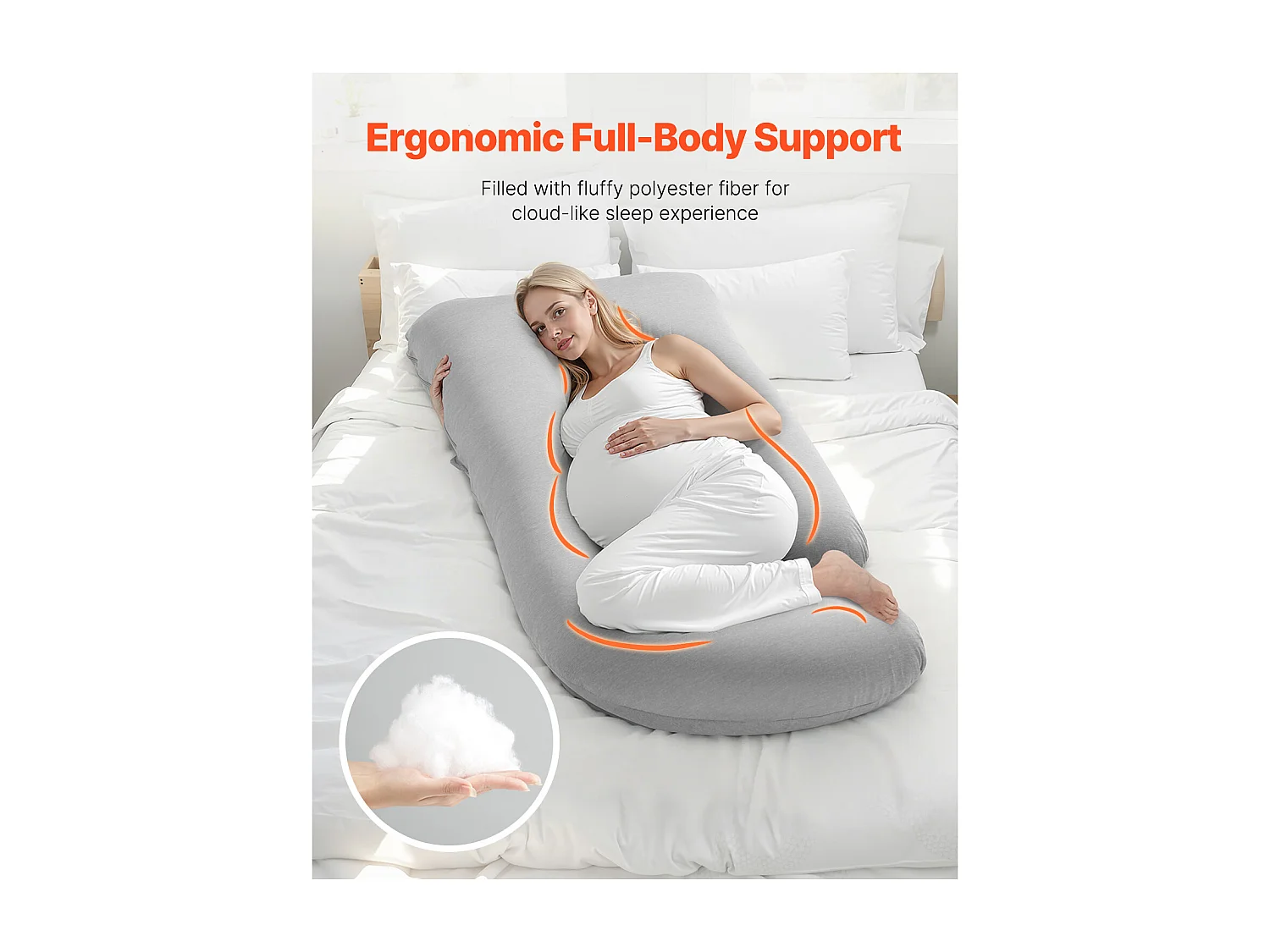 Poduszka dla Ciężarnych SucceBuy, Poduszka Maternna w Formie G, Miękka i Przewietlana