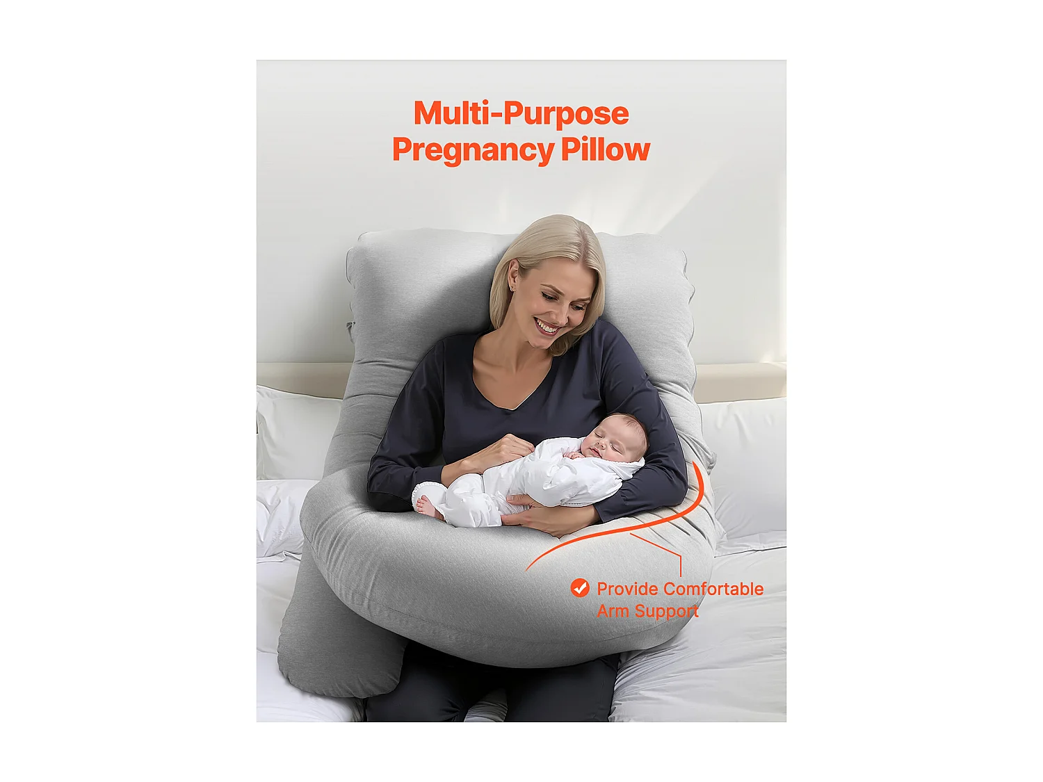 Poduszka dla Ciężarnych SucceBuy, Poduszka Maternna w Formie G, Miękka i Przewietlana