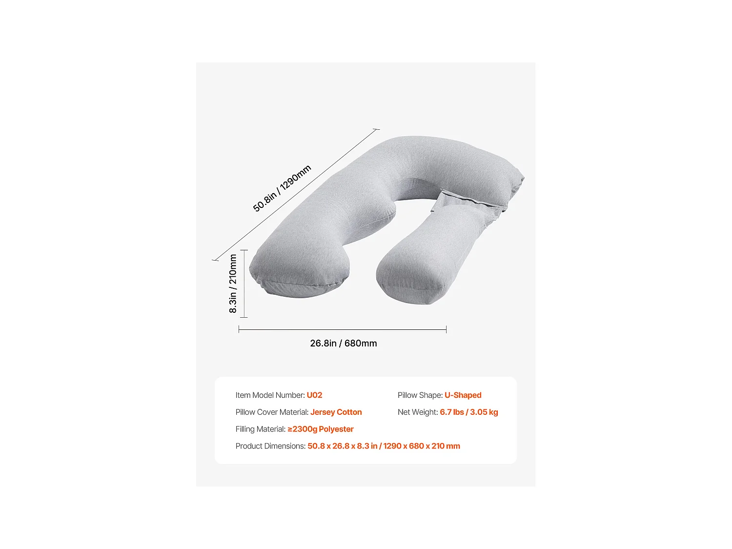 Zwangerschapskussen SucceBuy, U-Vormig Zwangerschapskussen, Zacht en Ademend, Verlicht Rug, Buik, Heupen en Benen