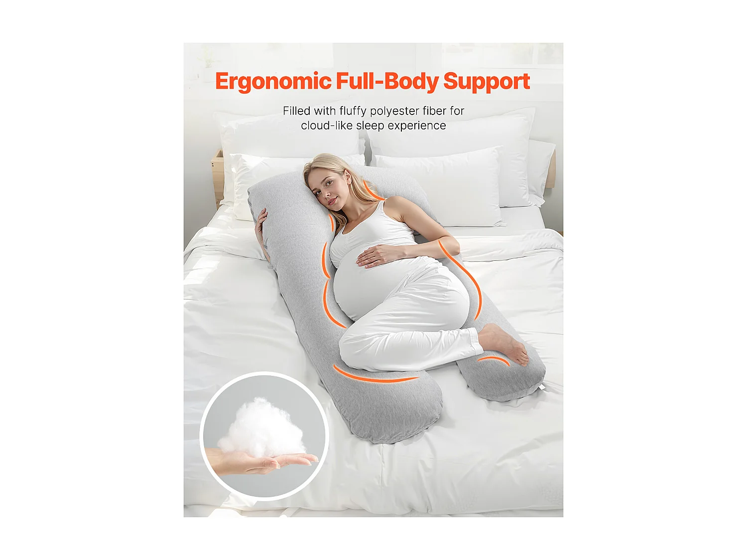 Coussin de Grossesse SucceBuy, Coussin de Maternité en Forme de U, Doux et Respirant