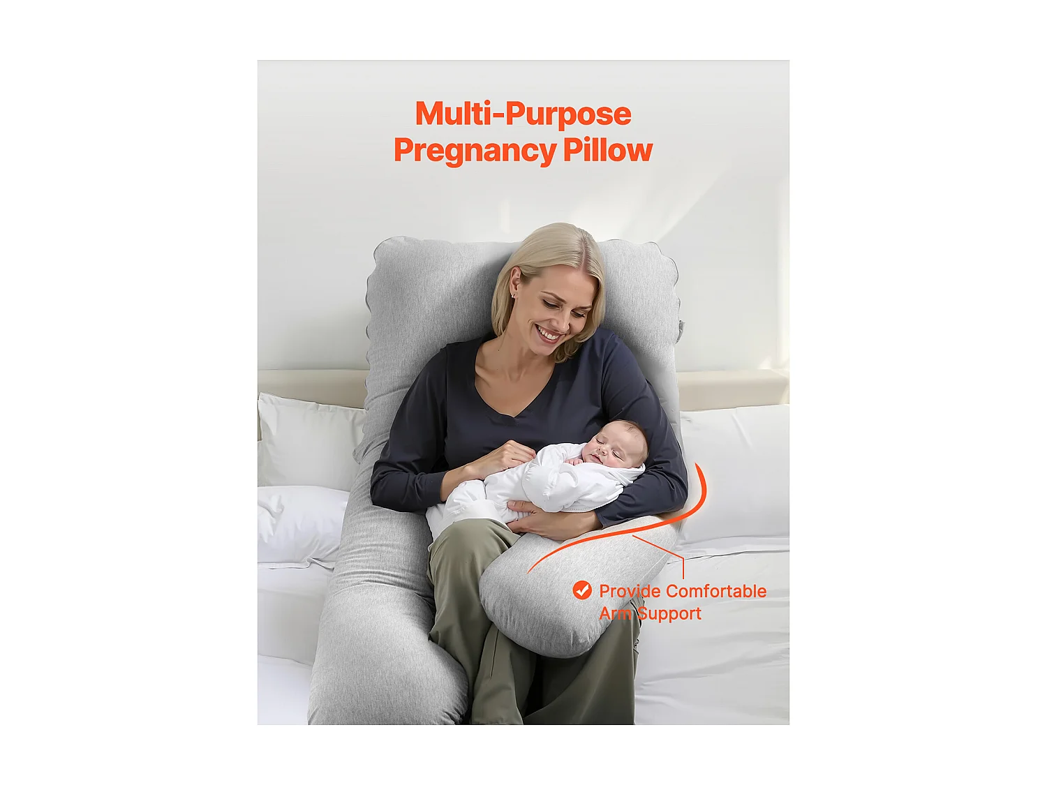 Coussin de Grossesse SucceBuy, Coussin de Maternité en Forme de U, Doux et Respirant