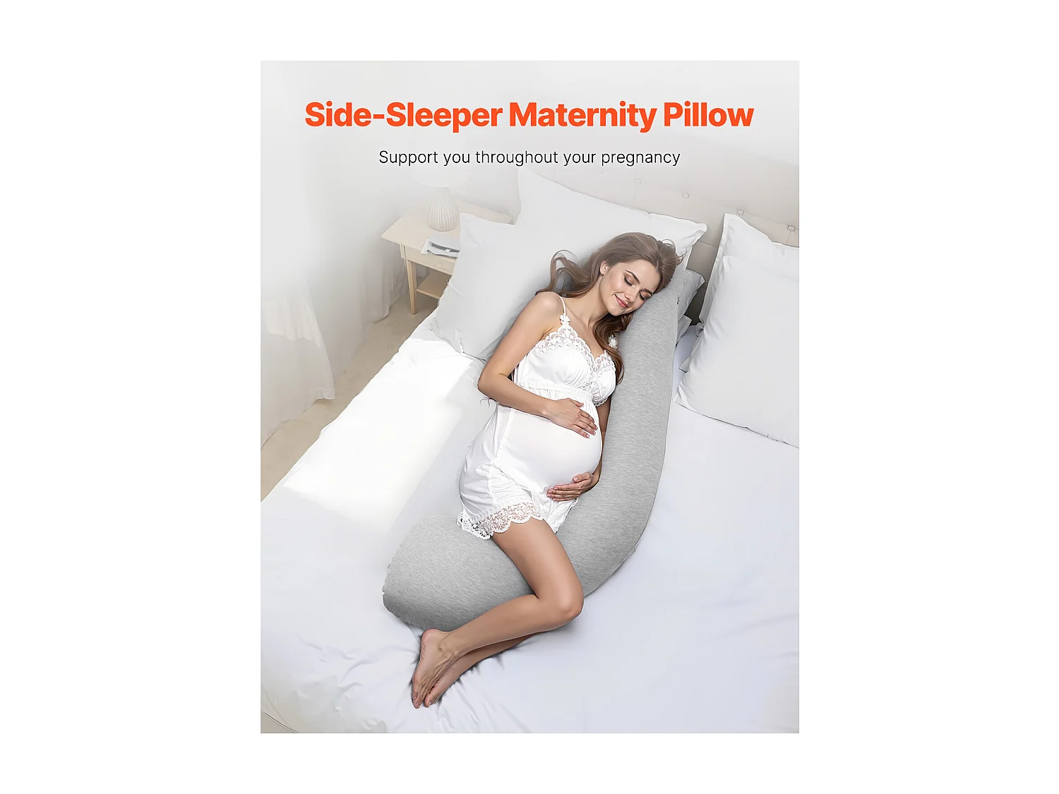 Cuscino per Gravidanza SucceBuy, Cuscino Maternità a Forma di L, Morbido e Traspirante