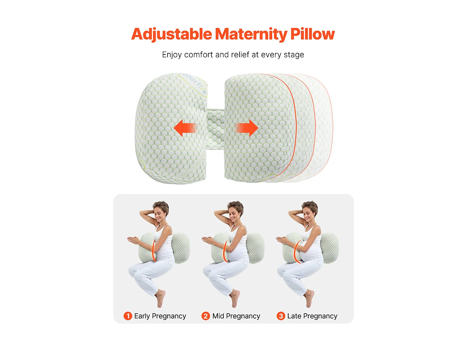 Poduszka dla Ciężarnych SucceBuy, Poduszka Maternna w Formie W, Wypełniona, Miękka i Przewietlana