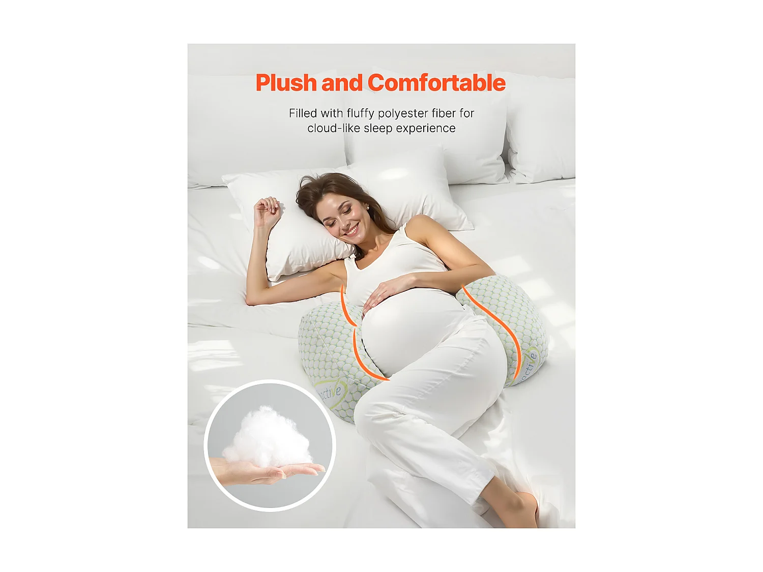 Zwangerschapskussen SucceBuy, W-Vormig Zwangerschapskussen, Gecompenseerd, Zacht en Ademend