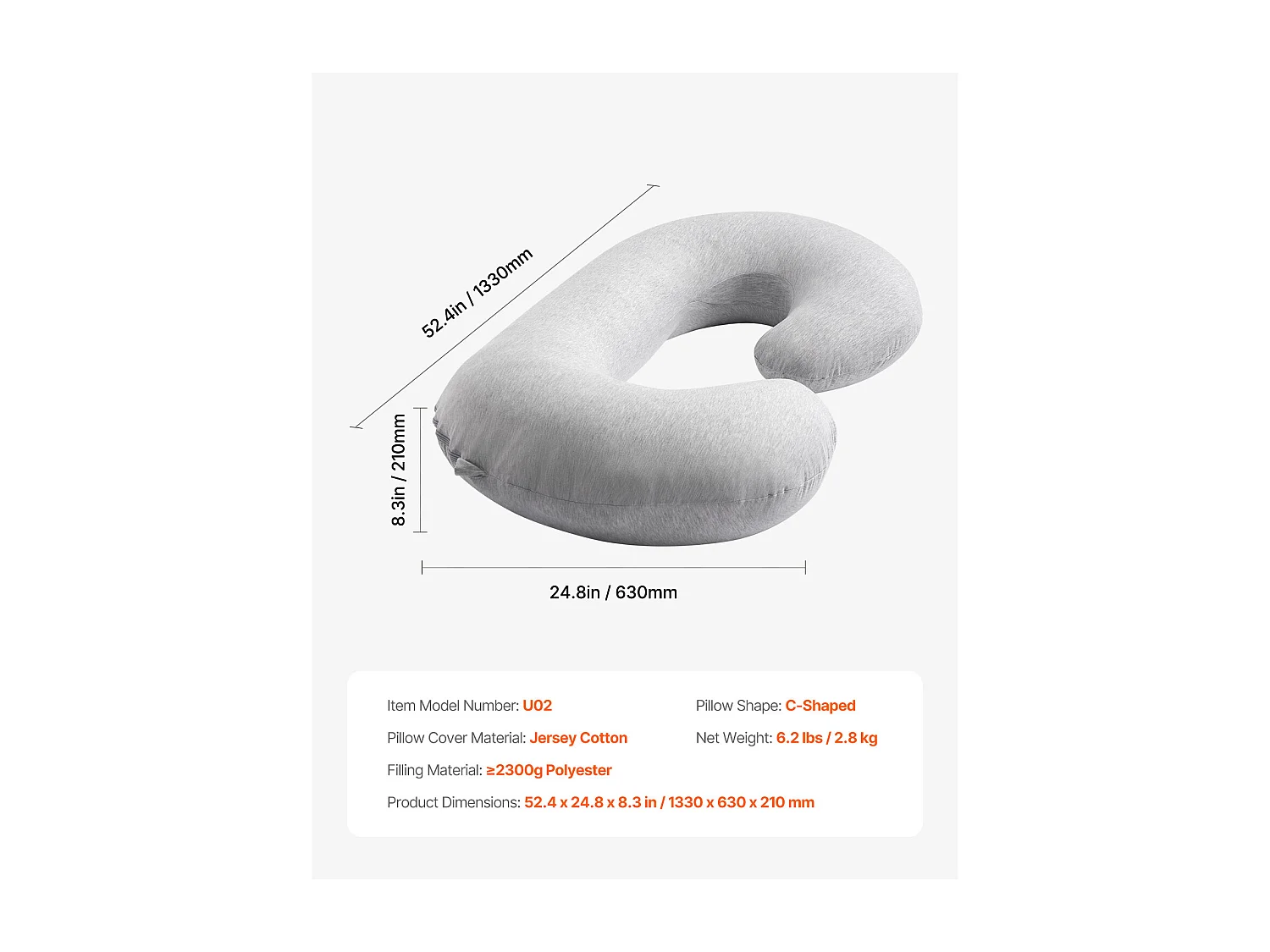 Zwangerschapskussen SucceBuy, C-Vormig Zwangerschapskussen, Zacht en Ademend, Verlicht Rug, Buik, Heupen en Benen