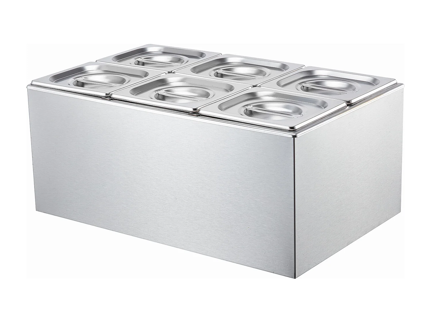Buffetwarmer SucceBuy 13,5 L Commerciële Voedselverwarmer met 6 Schalen, Bain-Marie voor op het Aanrecht, 1200 W Roestvrijstalen Stoomtafel voor op het Aanrecht