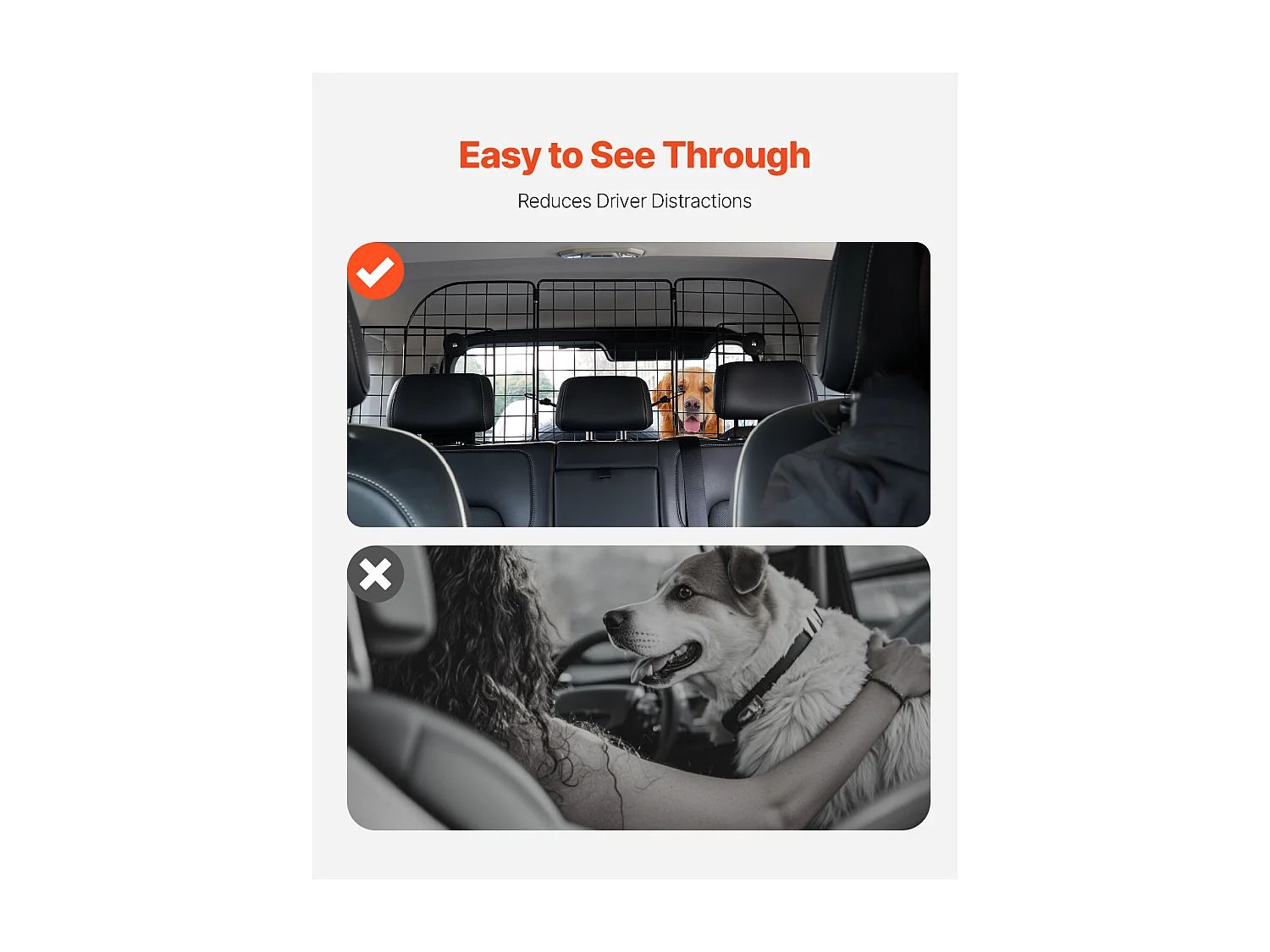 Barriera di Sicurezza Regolabile per Cane SucceBuy, (97 a 157 cm), Separatore per Auto per Spazio di Carico