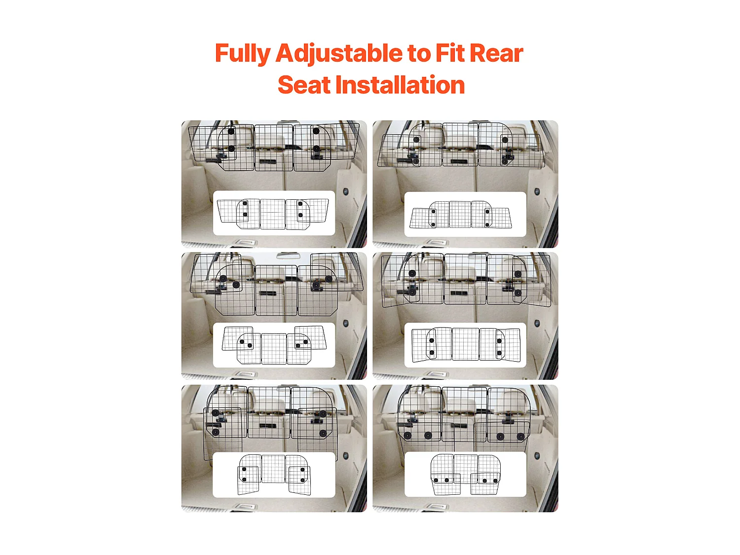 Barriera di Sicurezza Regolabile per Cane SucceBuy, (97 a 157 cm), Separatore per Auto per Spazio di Carico
