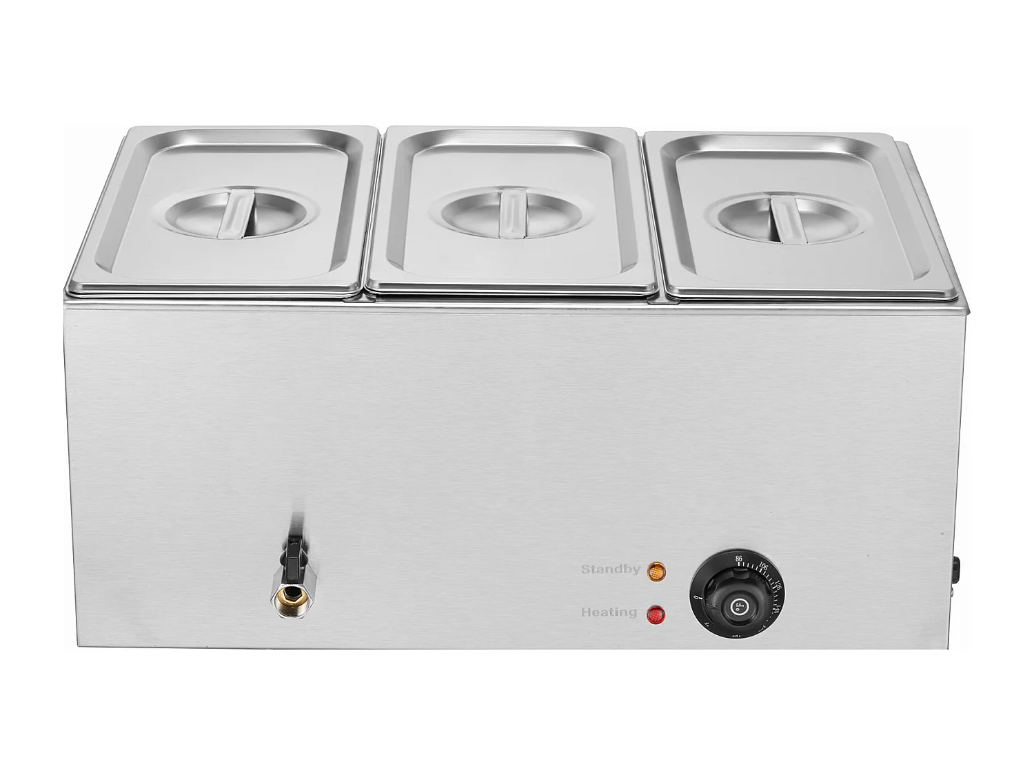 Buffetwarmer SucceBuy 1200 W 16,5 L Commerciële Voedselverwarmer met 3 Schalen, 540 x 360 x 250 mm, Roestvrij Staal, Instelbare Temperatuur, 7,5 kg