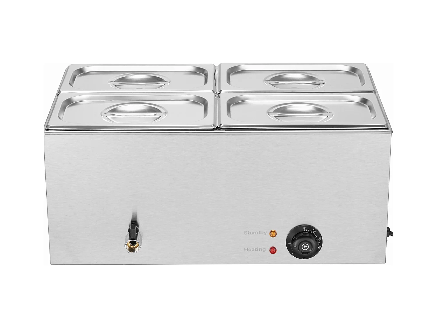 Buffetwarmer SucceBuy Aanrecht Voedselverwarmer met 4 Platen, 15 L Elektrische Bain-Marie voor Restaurants