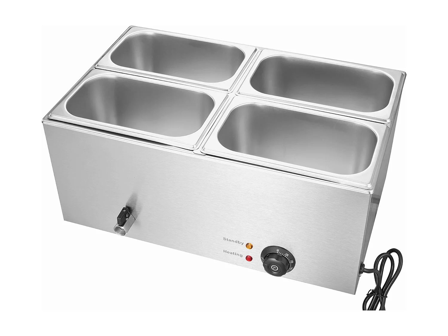 Chauffe-Plat Buffet SucceBuy Chauffe-Plats de Comptoir à 4 Plaques, Bain-Marie Électrique de 15 L pour Restaurants