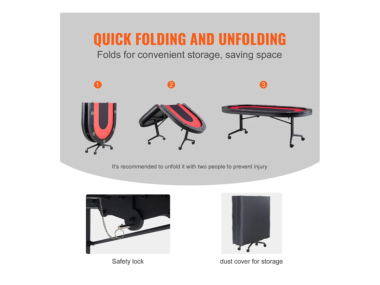 Table de Poker Pliable Ovale SucceBuy Table de Poker Pliable Ovale 10 Joueurs 229 cm, Blackjack de Casino et Texas Holdem