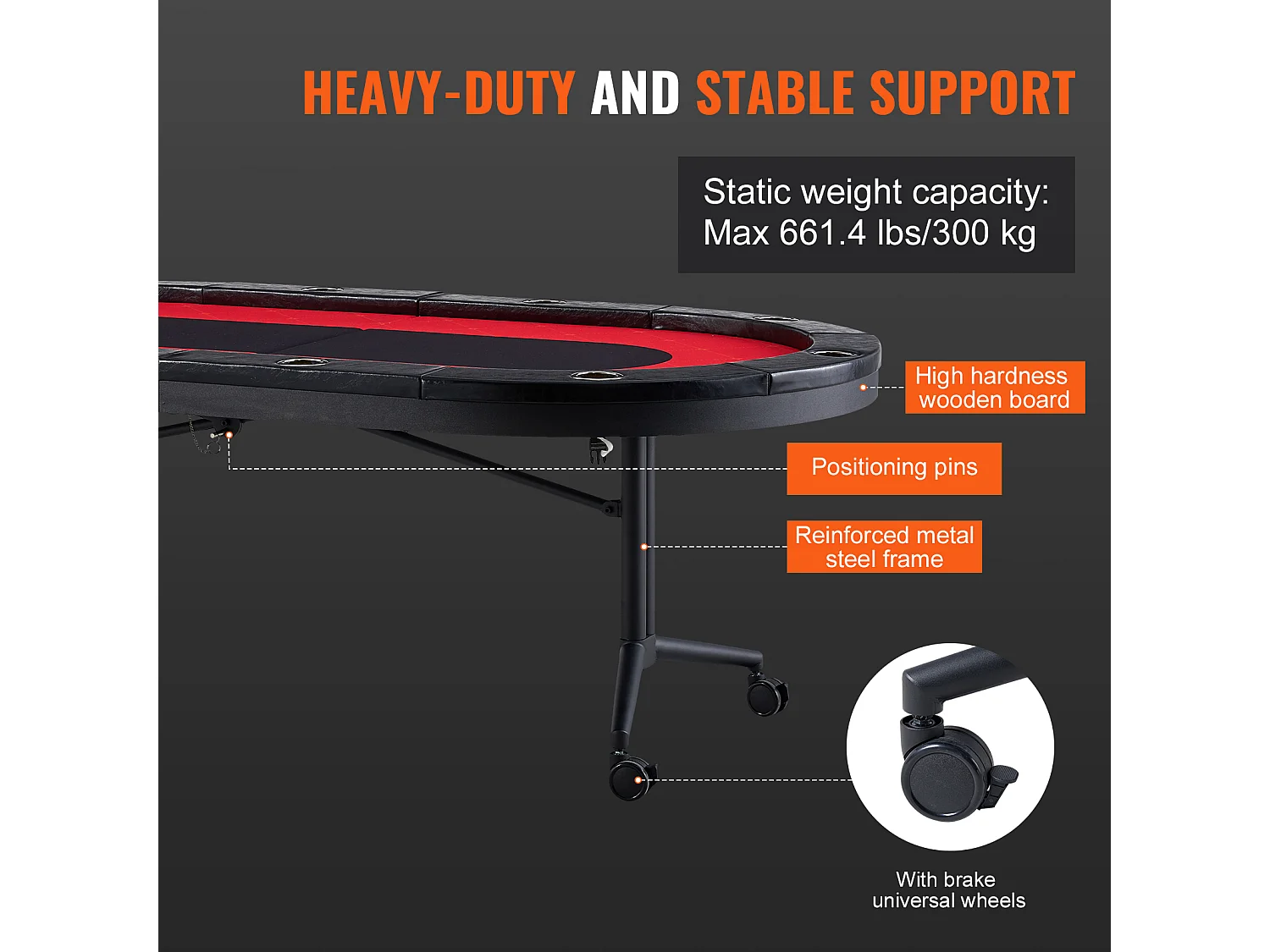Table de Poker Pliable Ovale SucceBuy Table de Poker Pliable Ovale 10 Joueurs 229 cm, Blackjack de Casino et Texas Holdem