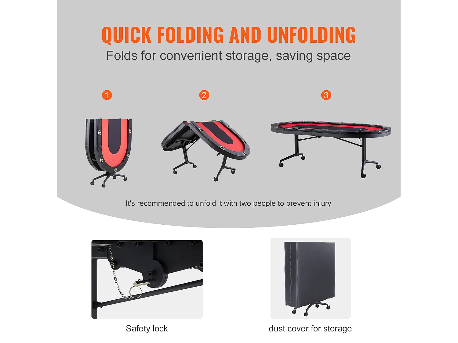 Table de Poker Pliable Ovale SucceBuy Table de Poker Pliable Ovale 10 Joueurs 229 cm, Blackjack de Casino et Texas Holdem