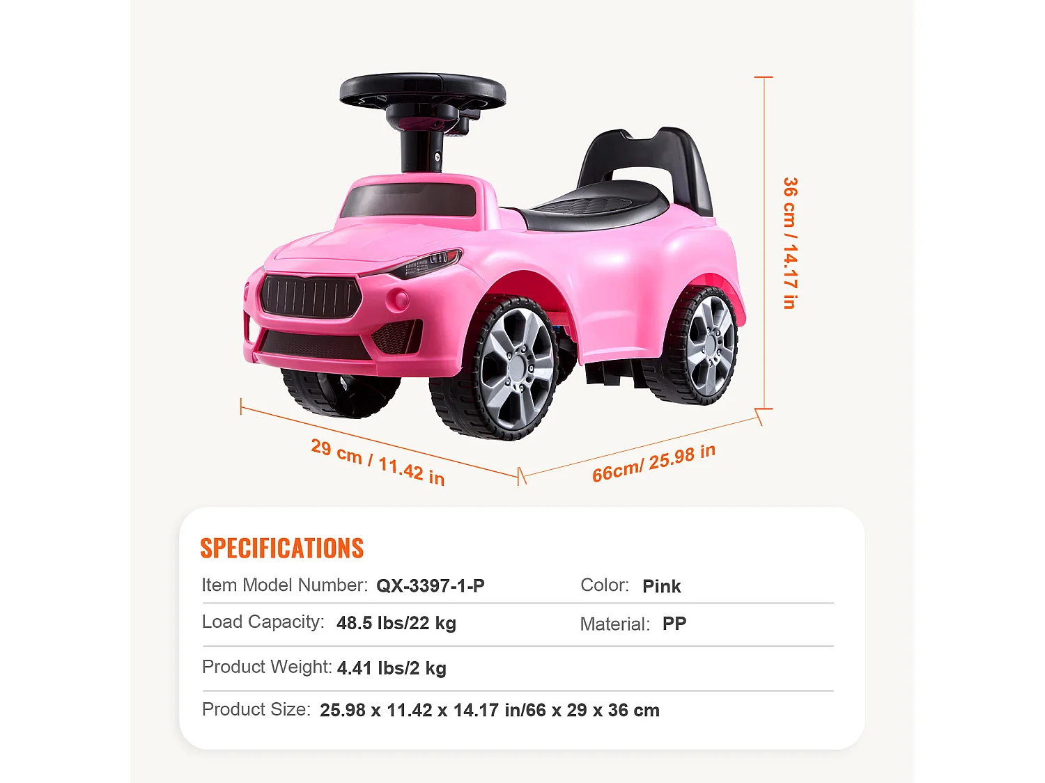 Passeggino Walker SucceBuy Macchinina Rosa per Bambini - Ideale per Bambini da 1 a 3 Anni, Ottima per Aiutare i Più Piccoli a Sviluppare l'Equilibrio