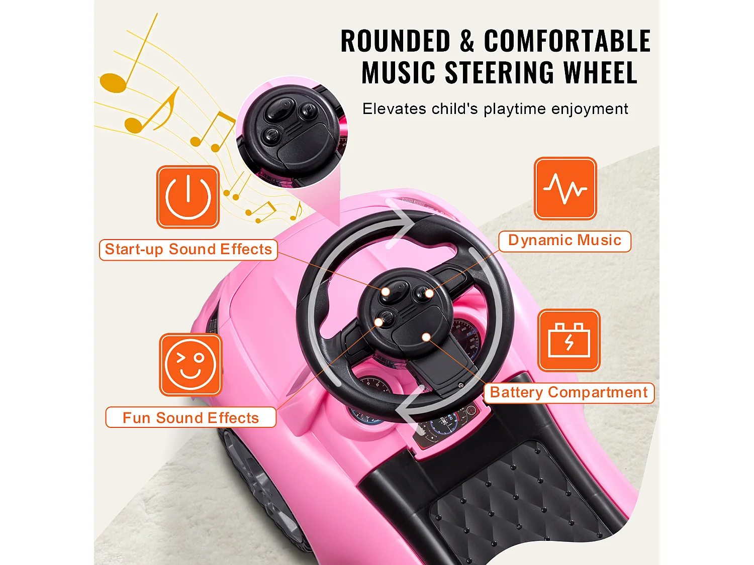 Passeggino Walker SucceBuy Macchinina Rosa per Bambini - Ideale per Bambini da 1 a 3 Anni, Ottima per Aiutare i Più Piccoli a Sviluppare l'Equilibrio