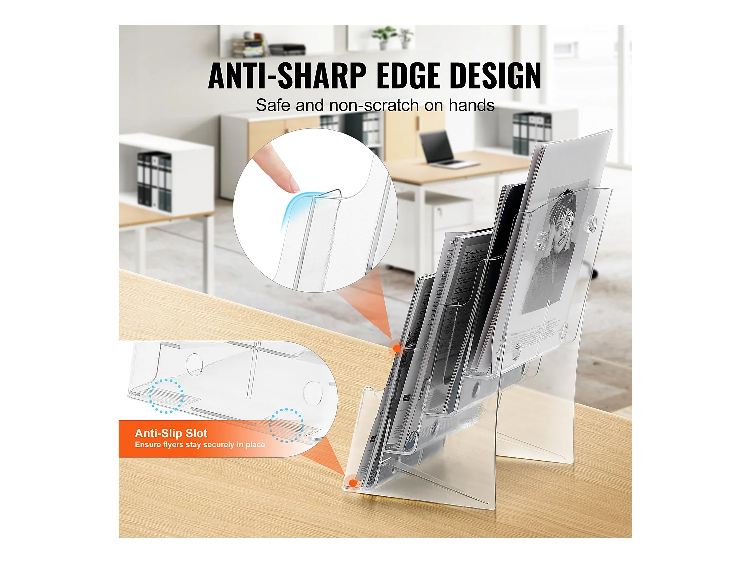 Porte-Brochures en Acrylique SucceBuy, 21,6 x 27,9 cm, Présentoir de Brochures à 4 Niveaux, Rack de Présentation de Documents