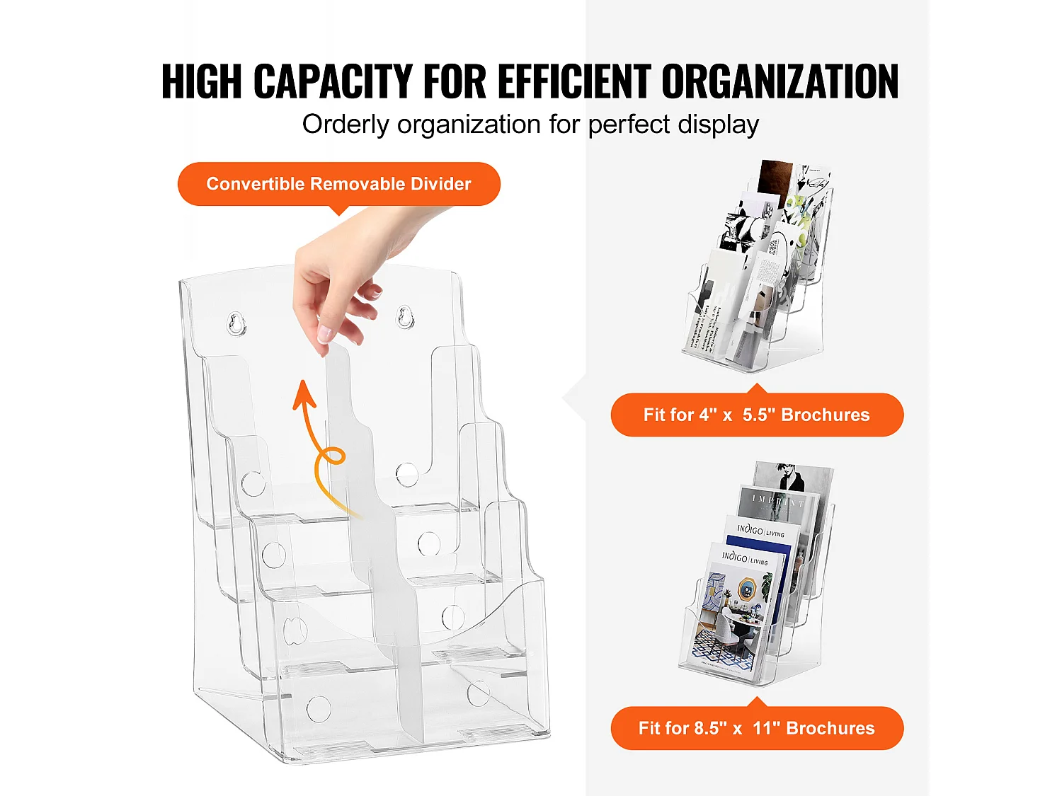 Porta-Folhetos de Acrílico SucceBuy, 21,6 x 27,9 cm, Expositor de Folhetos de 4 Níveis, Rack de Apresentação de Documentos