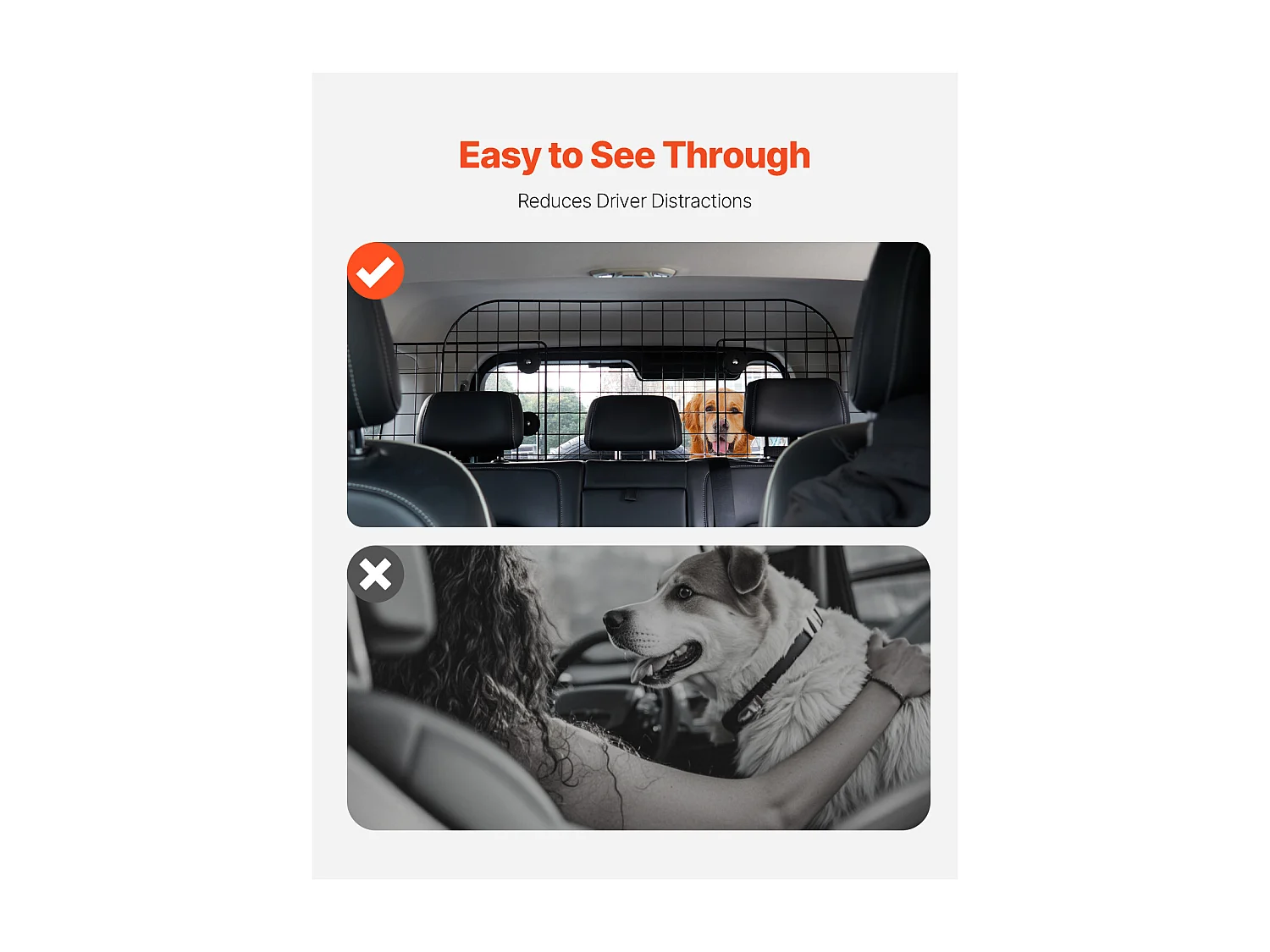 Barrière de Sécurité Réglable pour Chien SucceBuy, (96 à 168 cm), Séparateur de Voiture pour Espace de Chargement