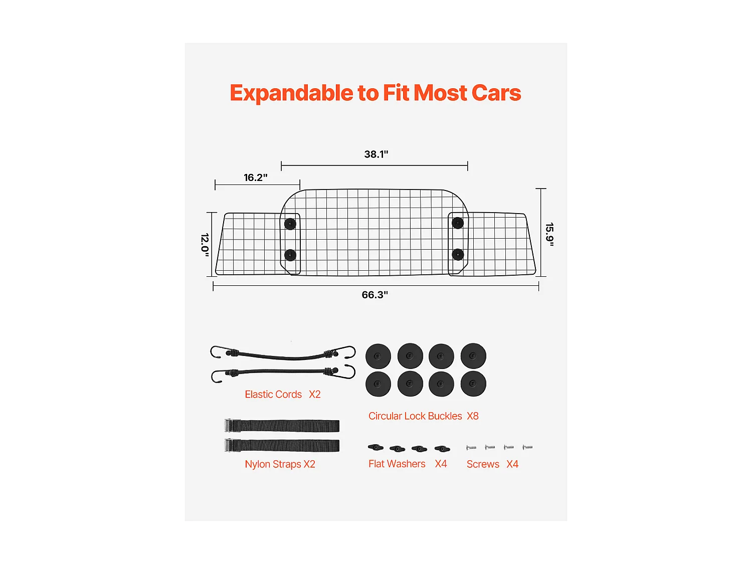 Barrera de Seguridad Ajustable para Perros SucceBuy, (96 a 168 cm), Separador de Coche para Espacio de Carga