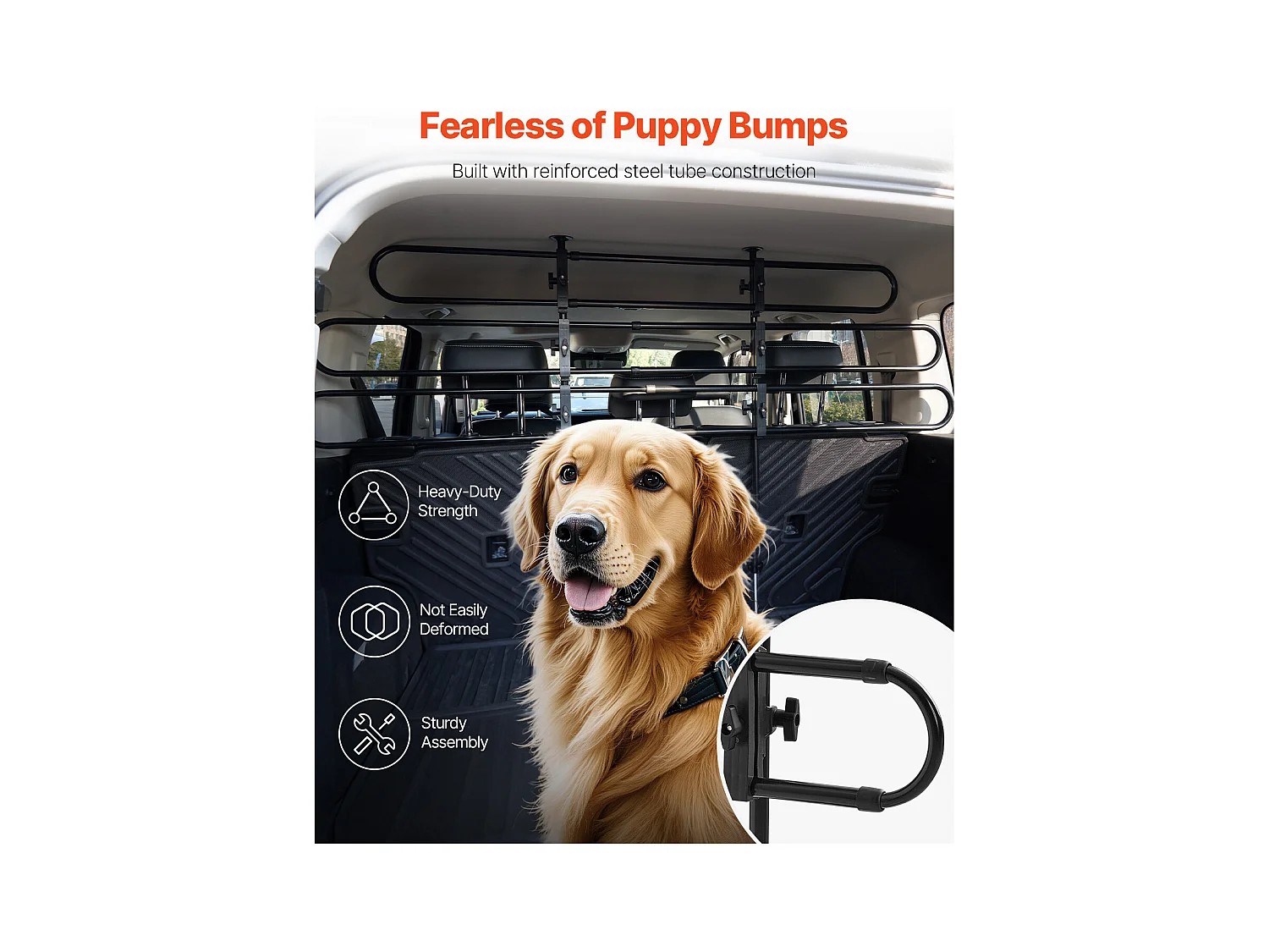 Barrière de Sécurité Réglable pour Chien SucceBuy, Séparateur Universel en Métal pour Animaux de Compagnie