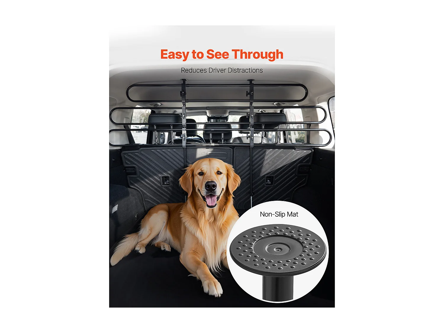 Barrière de Sécurité Réglable pour Chien SucceBuy, Séparateur Universel en Métal pour Animaux de Compagnie