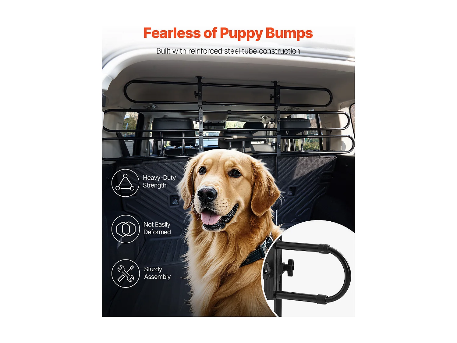 Barrière de Sécurité Réglable pour Chien SucceBuy, Séparateur Universel en Métal pour Animaux de Compagnie