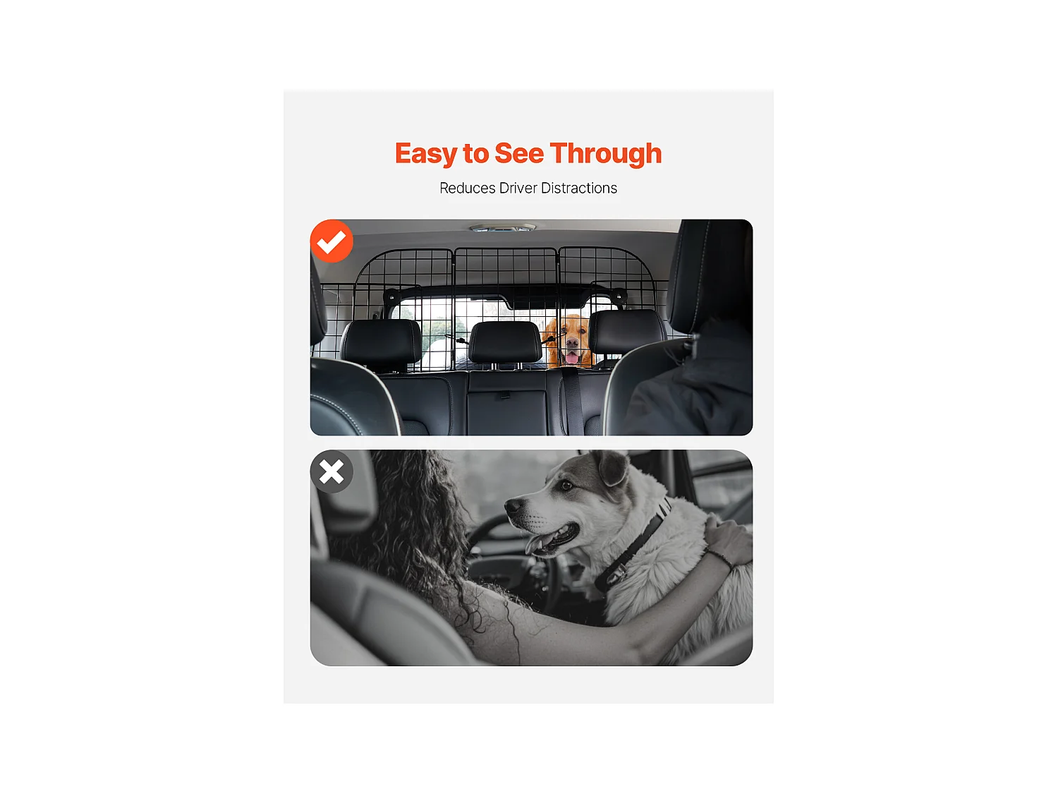 Barrière de Sécurité Réglable pour Chien SucceBuy, (93 à 152 cm), Séparateur de Voiture pour Espace de Chargement