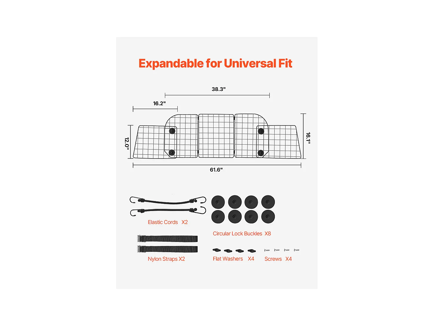 Barrière de Sécurité Réglable pour Chien SucceBuy, (93 à 152 cm), Séparateur de Voiture pour Espace de Chargement