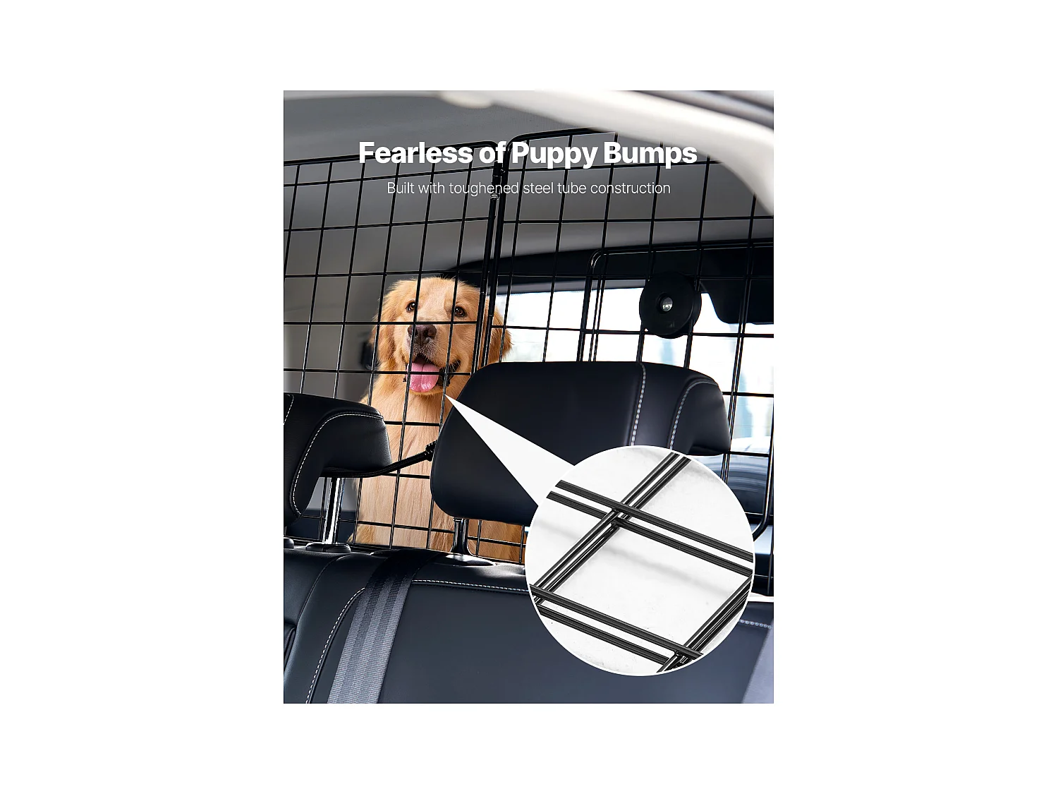 Barrière de Sécurité Réglable pour Chien SucceBuy, (93 à 152 cm), Séparateur de Voiture pour Espace de Chargement