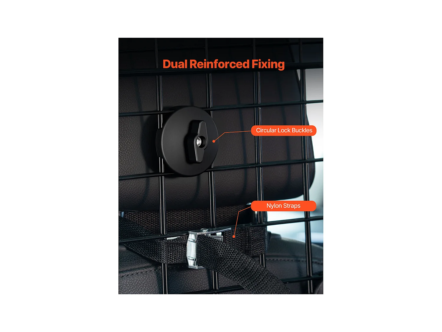 Barrière de Sécurité Réglable pour Chien SucceBuy, (93 à 152 cm), Séparateur de Voiture pour Espace de Chargement