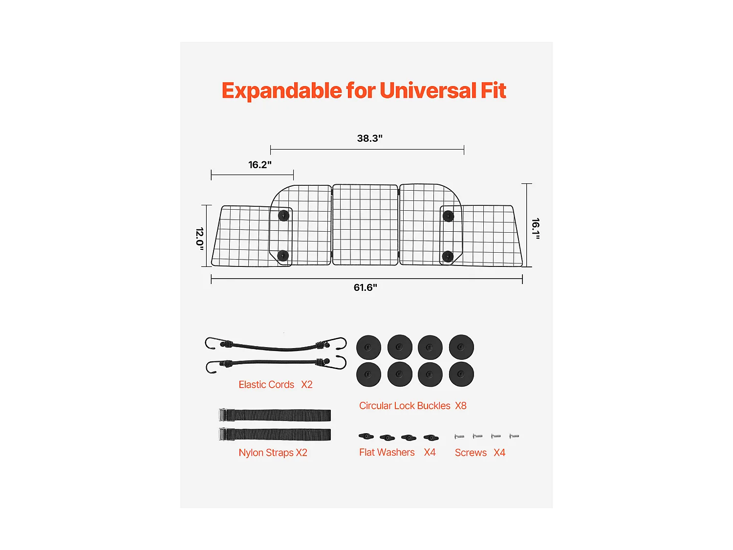Barrera de Seguridad Ajustable para Perros SucceBuy, (93 a 152 cm), Separador de Coche para Espacio de Carga