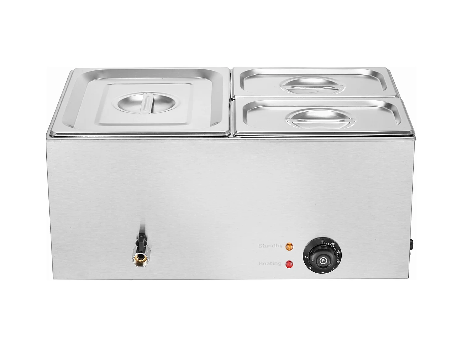 Buffetwarmer SucceBuy 1200 W Commerciële Voedselverwarmer met 3 Schalen, 540 x 360 x 250 mm, Roestvrij Staal, Instelbare Temperatuur, 8 kg