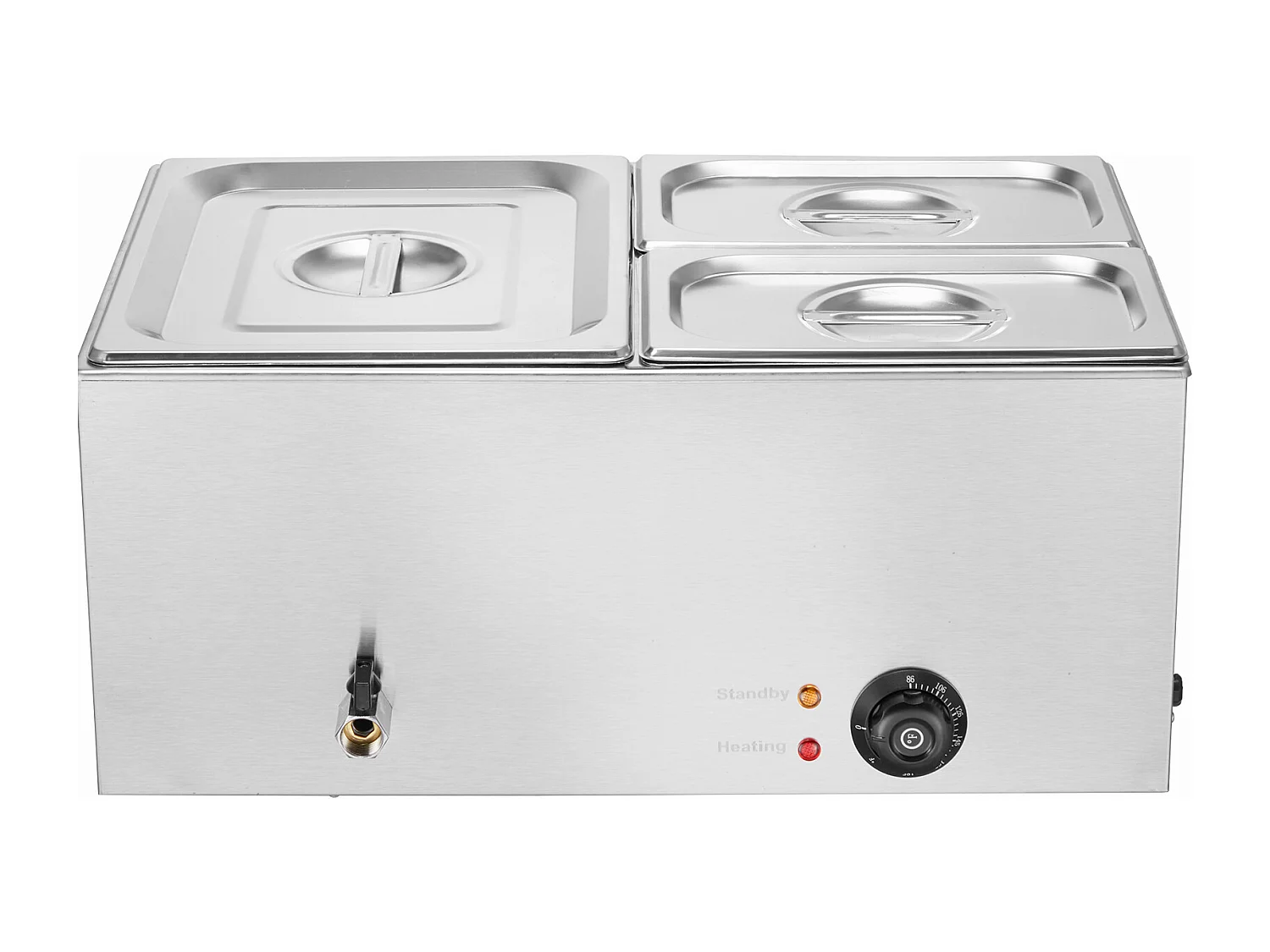 Scaldavivande a Buffet SucceBuy Scaldavivande Professionale a 3 Vassoi, 1200 W, 540 x 360 x 250 mm, Acciaio Inox, Temperatura Regolabile, 8 kg