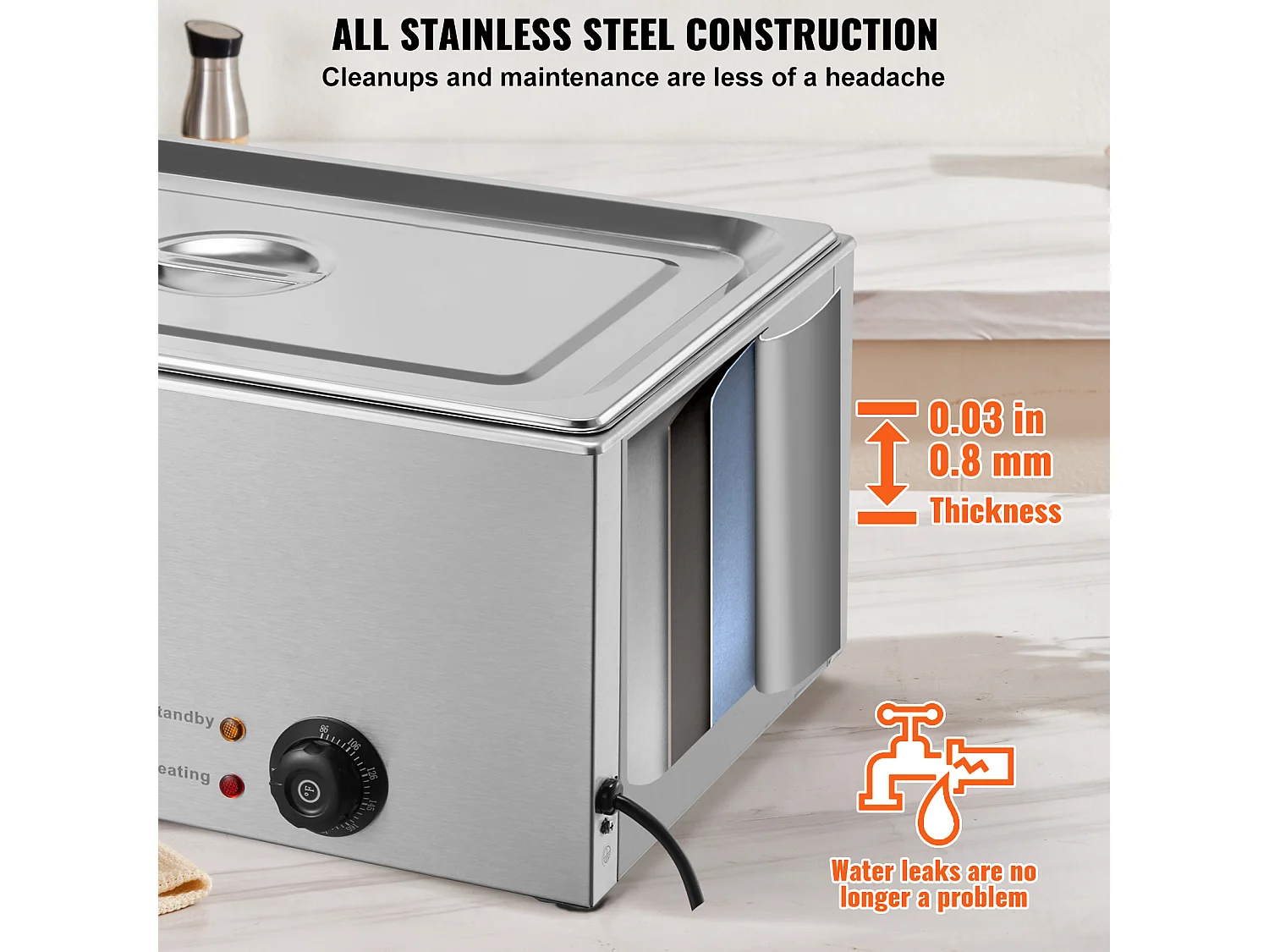 Chauffe-Plat Buffet SucceBuy Chauffe-Plats Électrique pour Buffet de Comptoir, Bac Bain-Marie de 18 L Inclus