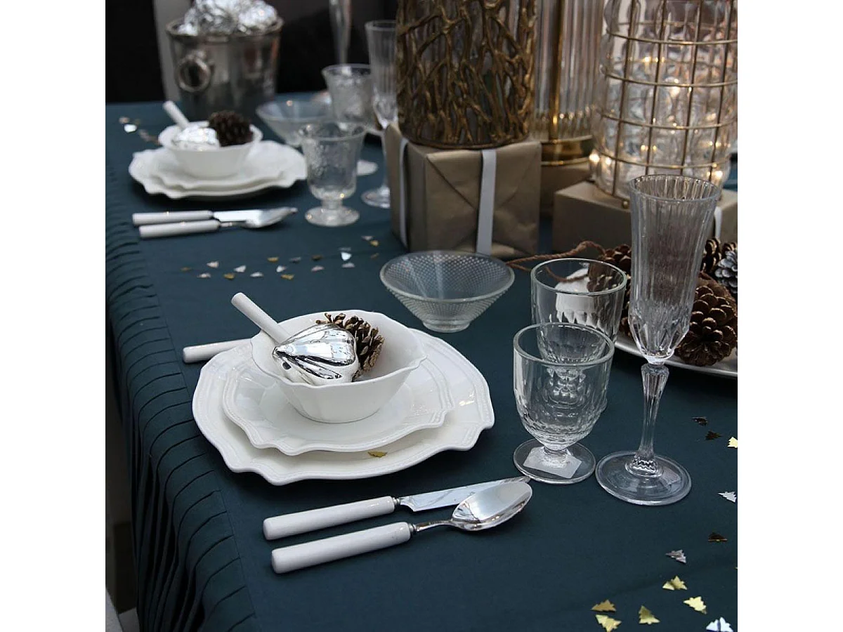 Lot de 5 assiettes plates Céramique Blanc - Charme Interior's