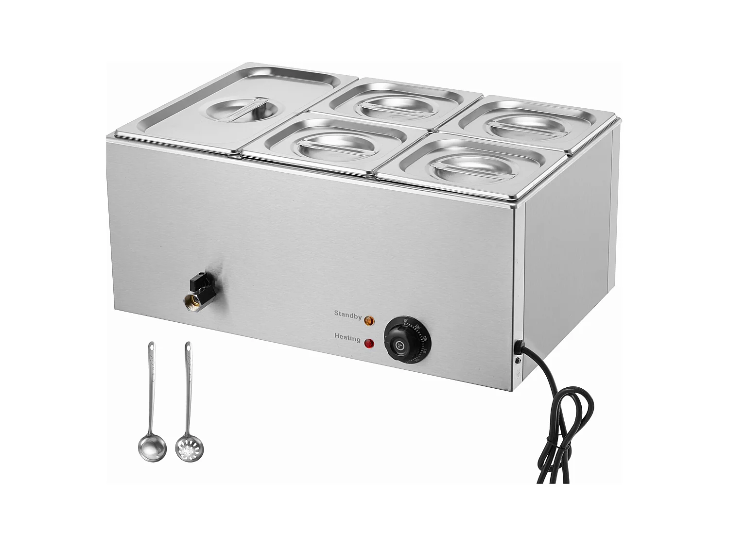 Buffetwarmer SucceBuy Commerciële Elektrische Buffet Voedselverwarmer met 5 Platen, 14,5 L Bain-Marie