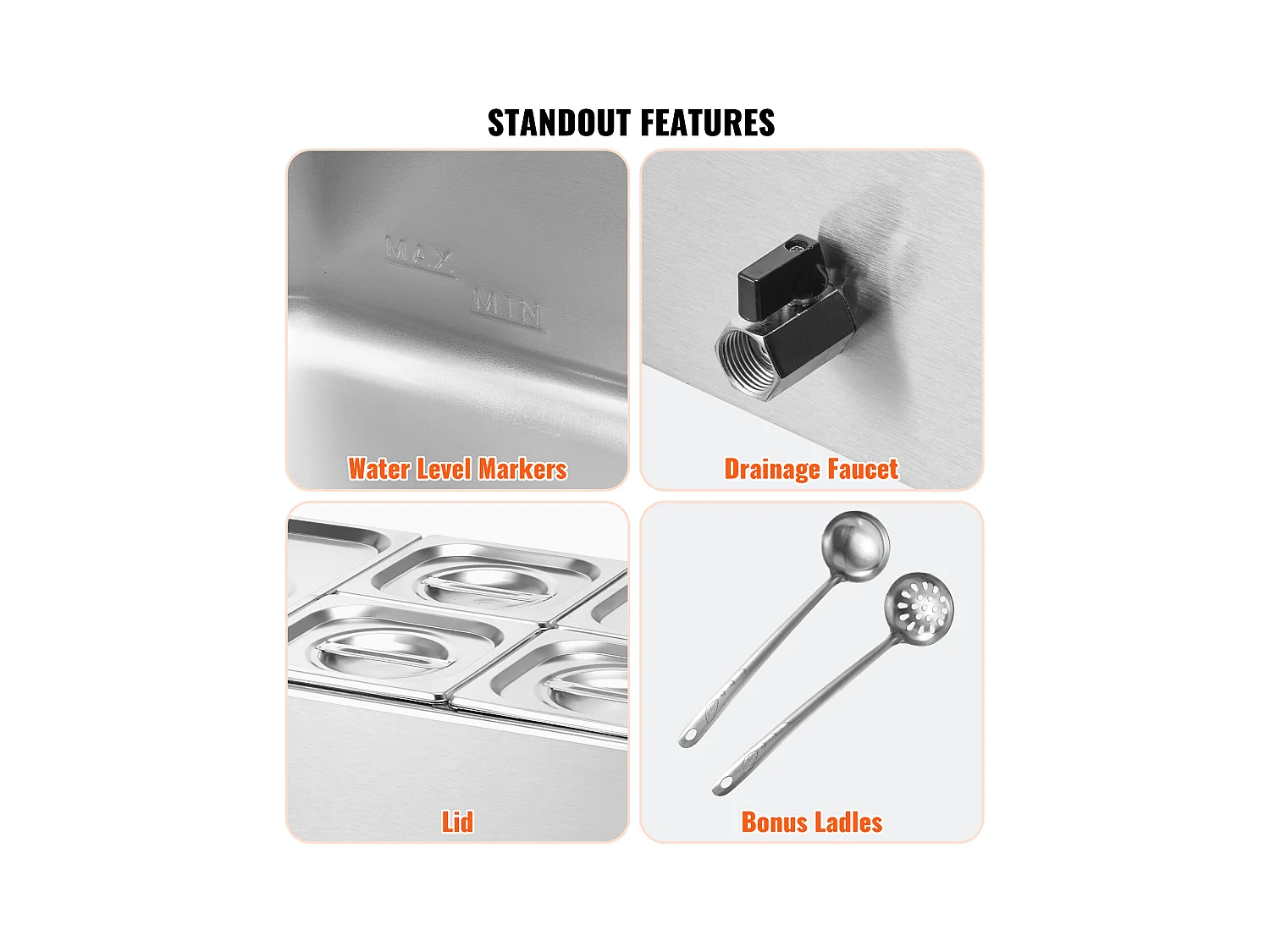 Buffetwarmer SucceBuy Commerciële Elektrische Buffet Voedselverwarmer met 5 Platen, 14,5 L Bain-Marie