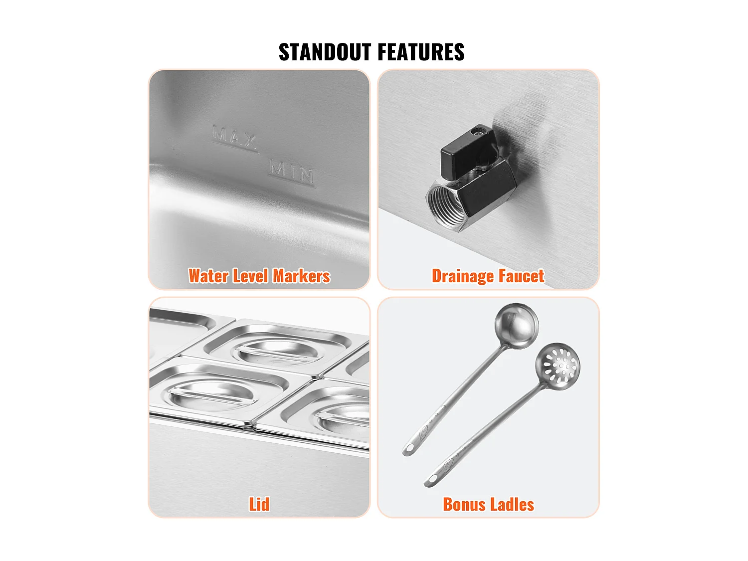 Buffetwarmer SucceBuy Commerciële Elektrische Buffet Voedselverwarmer met 5 Platen, 14,5 L Bain-Marie