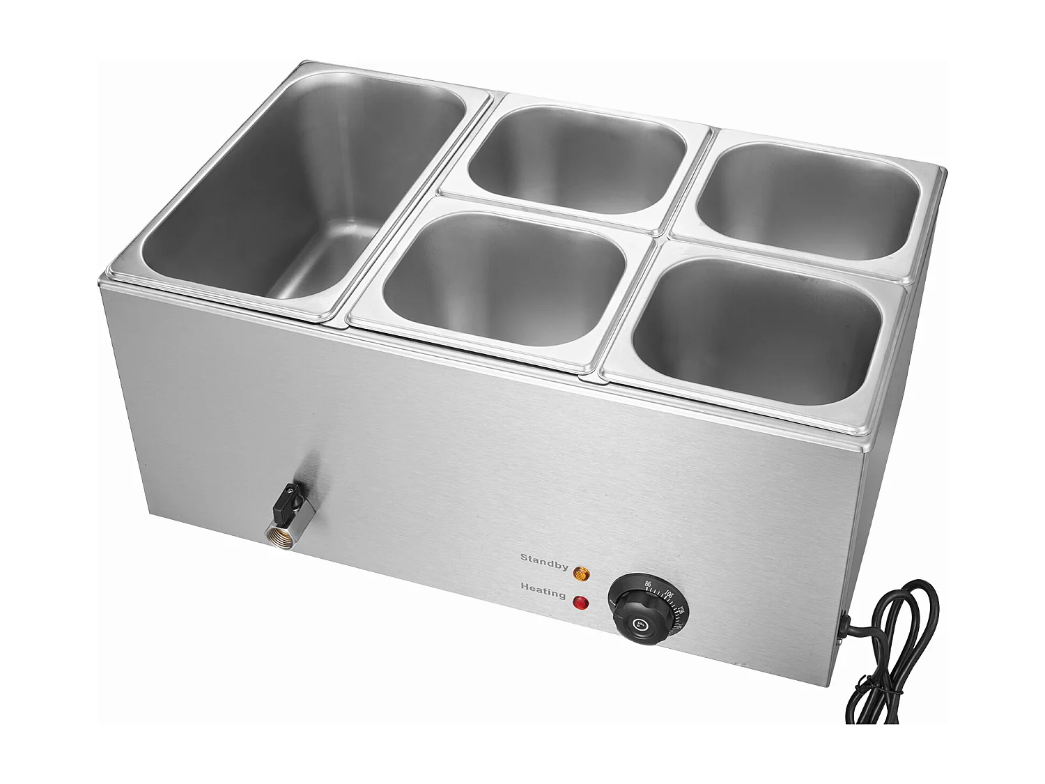 Buffetwarmer SucceBuy Commerciële Elektrische Buffet Voedselverwarmer met 5 Platen, 14,5 L Bain-Marie