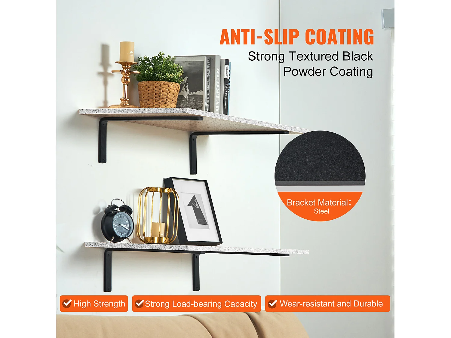 Support d'Étagère SucceBuy, 41 x 15 cm, 4 Pièces, Flottant Robuste en L, pour les Salons, Bureaux, Cuisines, Salles de Bains et Bureaux